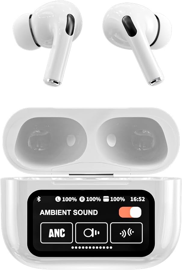 A9 PRO True Wireless Noise Cancellation Headphones with Touch Display, BT 5.3 ANC+ENC Bluetooth Earbuds, HD Calling with 6-Mic, 32 Hours Playtime with Fast Charging, 13mm 3D BASS Drivers