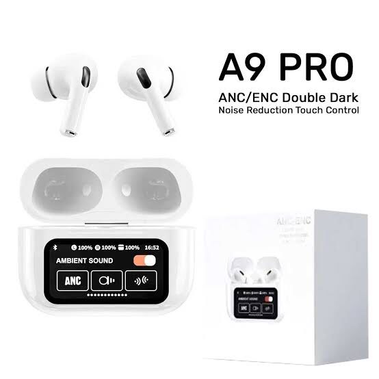 A9 PRO True Wireless Noise Cancellation Headphones with Touch Display, BT 5.3 ANC+ENC Bluetooth Earbuds, HD Calling with 6-Mic, 32 Hours Playtime with Fast Charging, 13mm 3D BASS Drivers